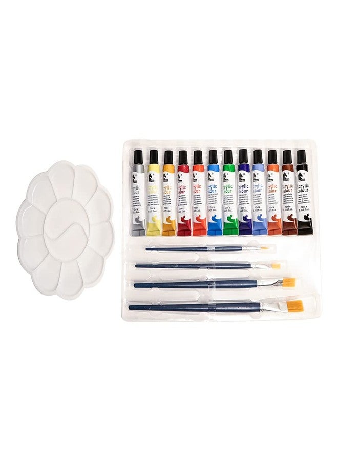 ArtRight 12 x 12ml Acrylic Paint Set with 4 Free Paint Brushes and Palette - Acid-Free, Non-Toxic Multicolored Artists' Colors for Acrylic Painting (12ml, 0.4oz) - Image 5